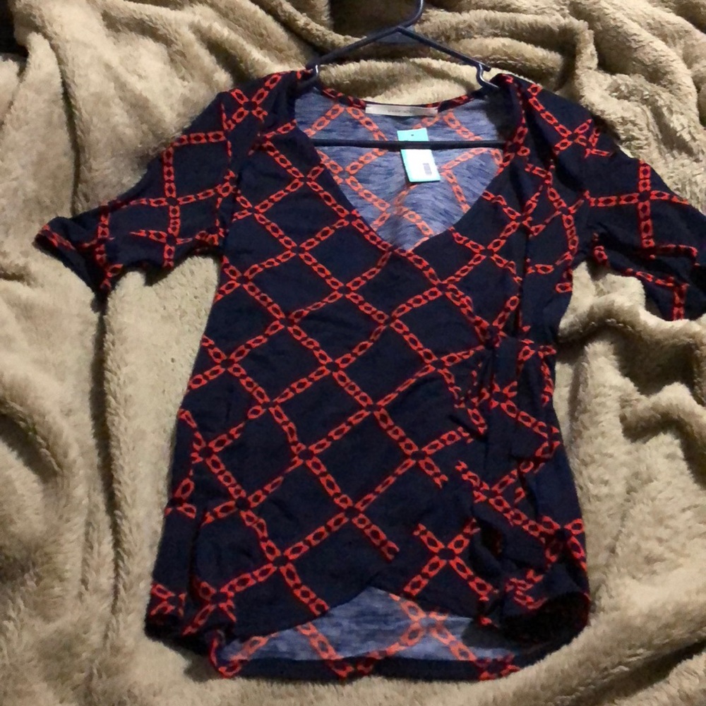 Never worn, Bethane faux wrap knit top